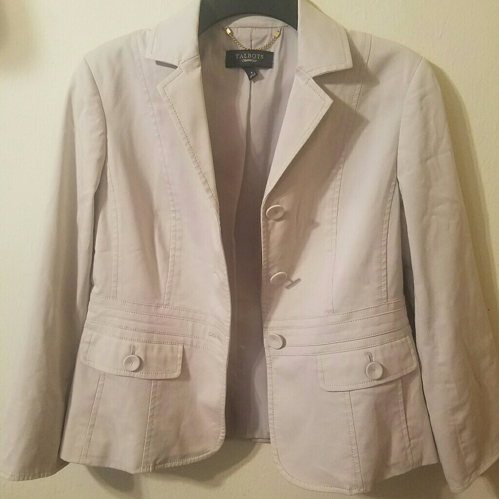 Talbots Beige Blazer Jacket Button Front C - image 5
